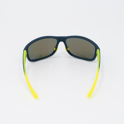 Polarized Sport Sunglasses  Blue Mirror Lenses Yellow and Green Temples